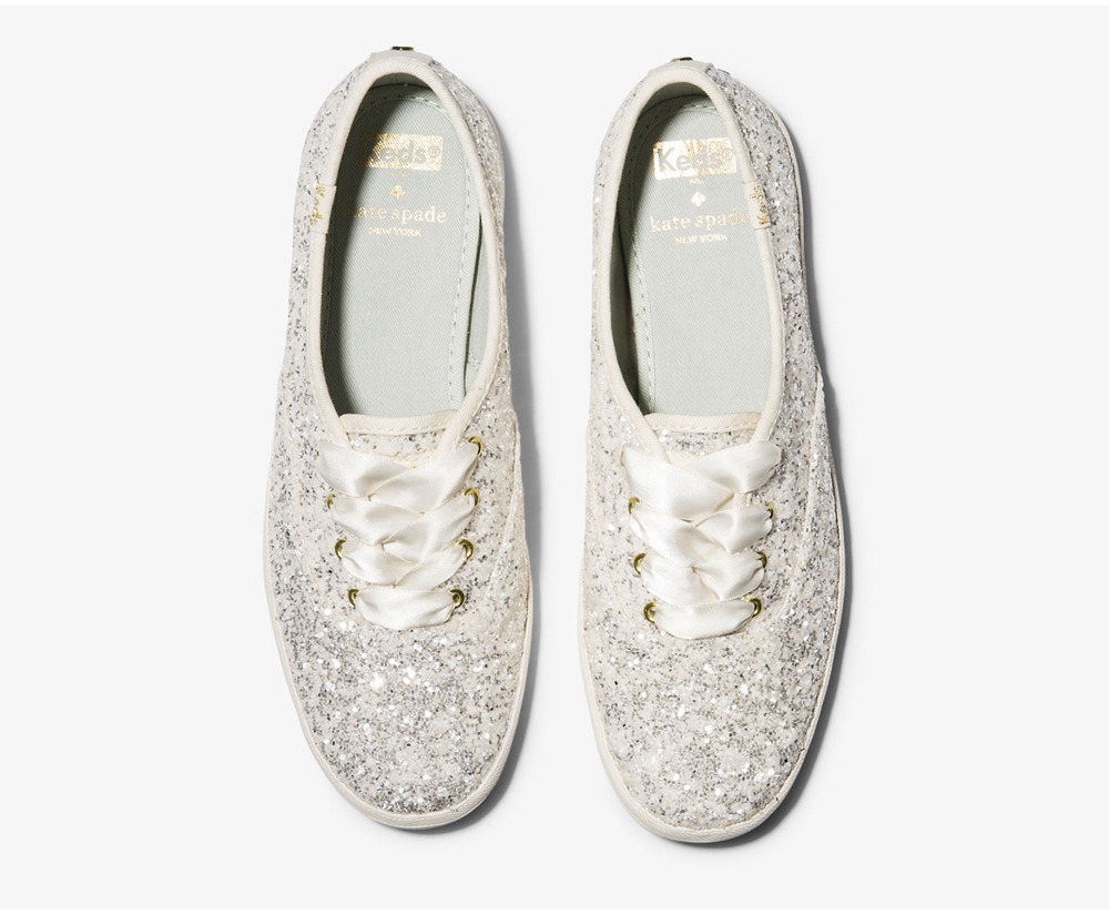 Keds Womens Sneakers White - Kate Spade new york Champion Glitter - 786UTZOIQ